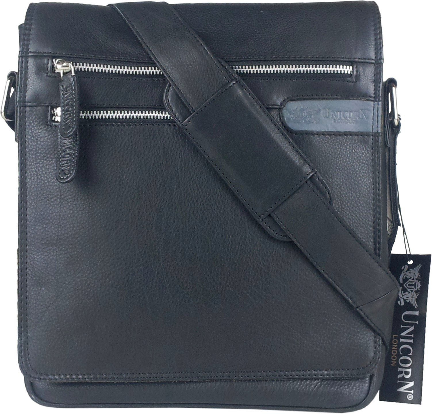 Premium Genuine Leather Unicorn Print Messenger Bag for iPad, Ebook & Tablets - Stylish & Durable Crossbody Bag for Work, School & Travel #3G