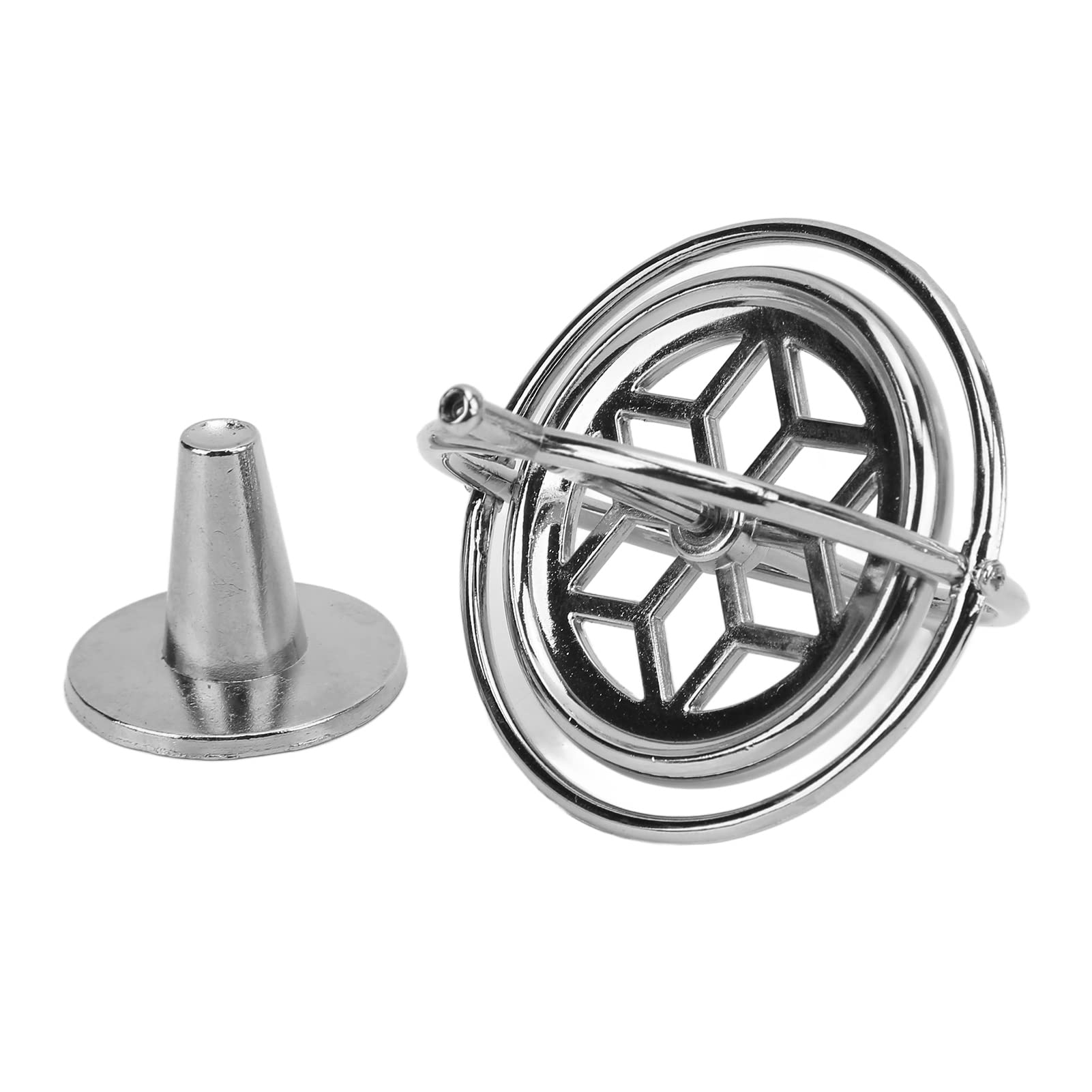 Premium Silver Gyroscope Balance Toy - Stress Relief & Anxiety Reducer for Kids, Teens & Adults - Perfect for Office, Home & Travel Relaxation