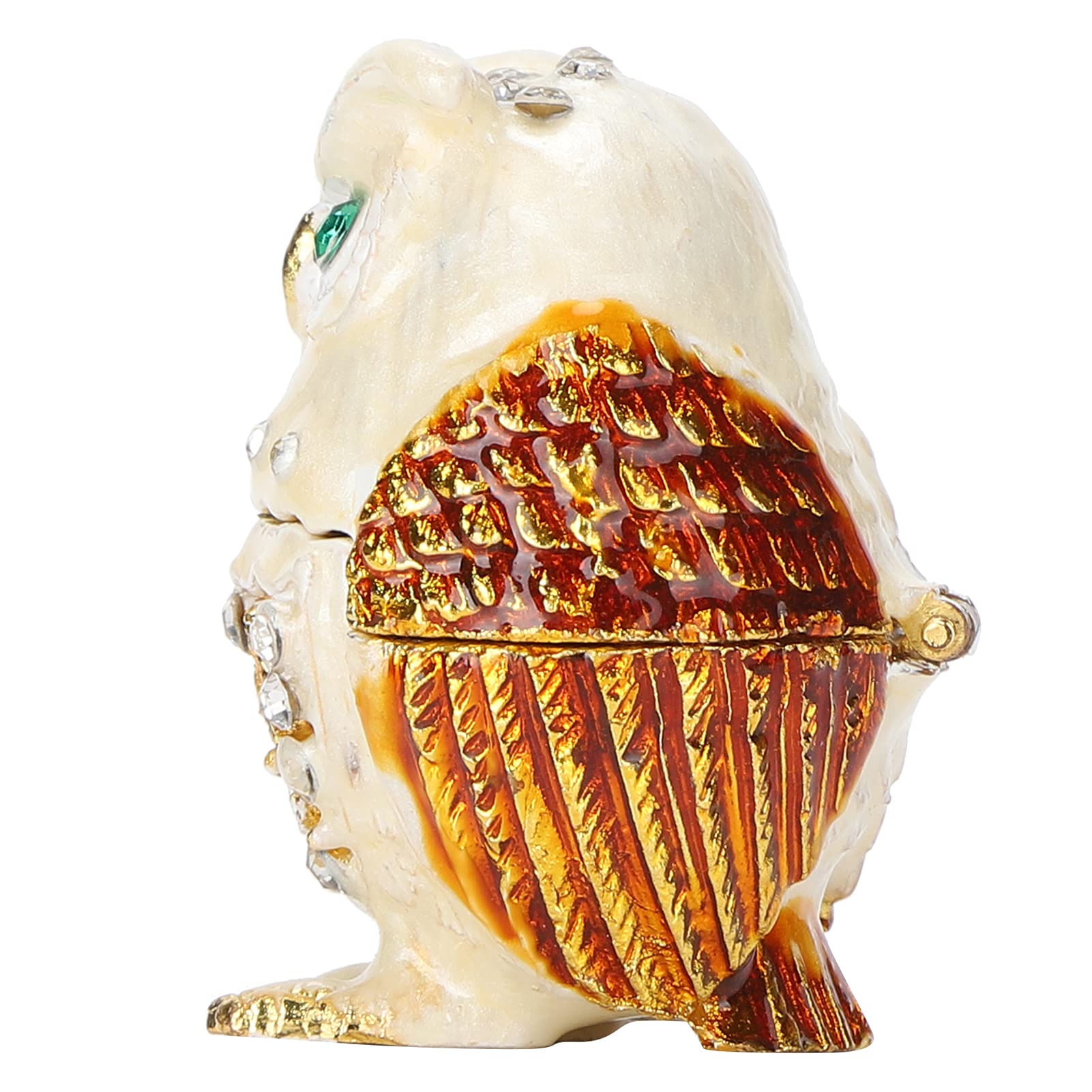 Owl Trinket Box with Rhinestones - Mini Jewelry Box & Ring Holder for Earrings, Necklaces - Decorative Hinged Owl Figurine for Home Decor, Gift Giving & Vanity Organizer