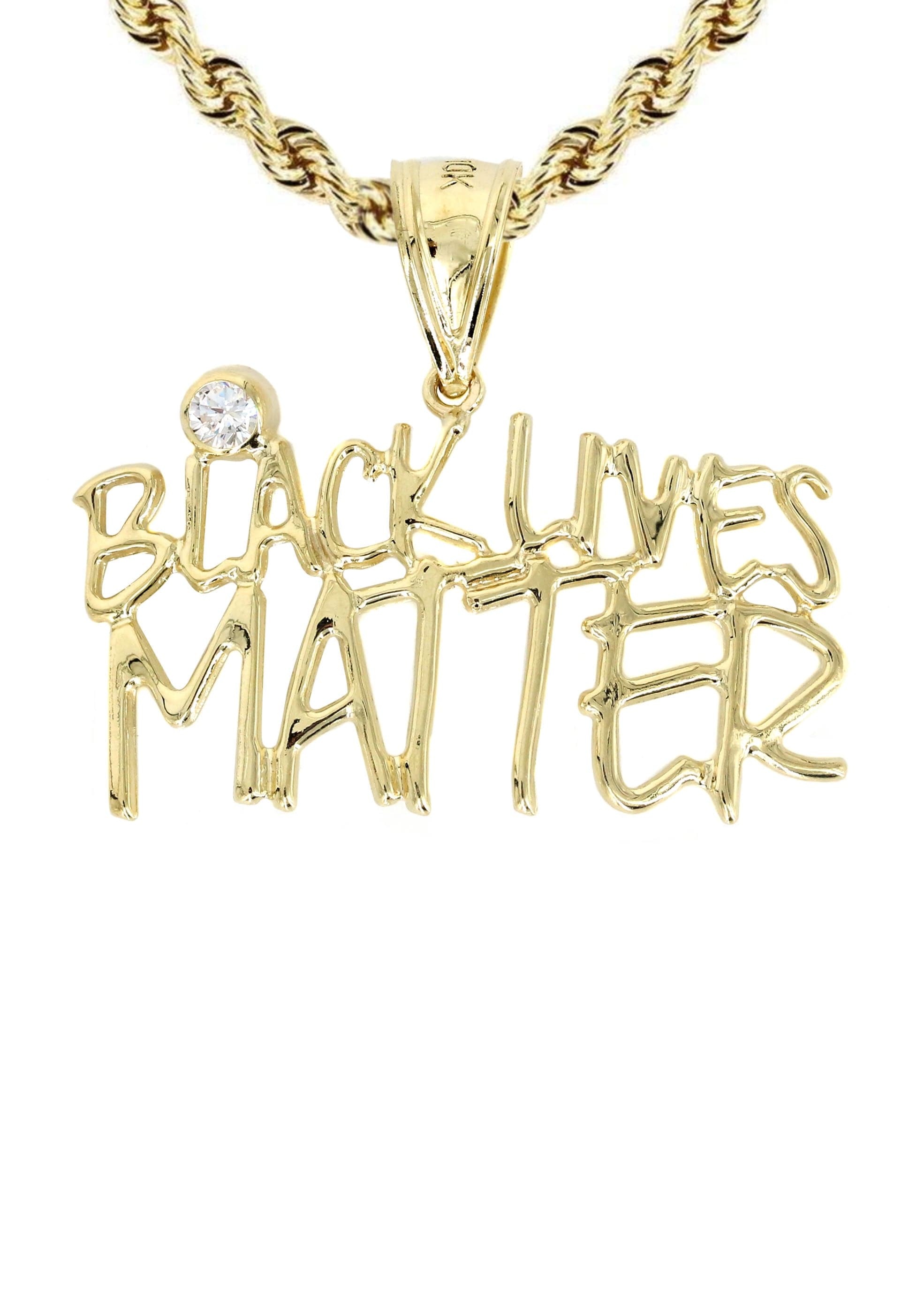 10K Yellow Gold Black Lives Matter Necklace - 13.6 Grams Solid Gold Pendant for Women & Men | Empowerment Jewelry for Protests, Activism & Everyday Wear
