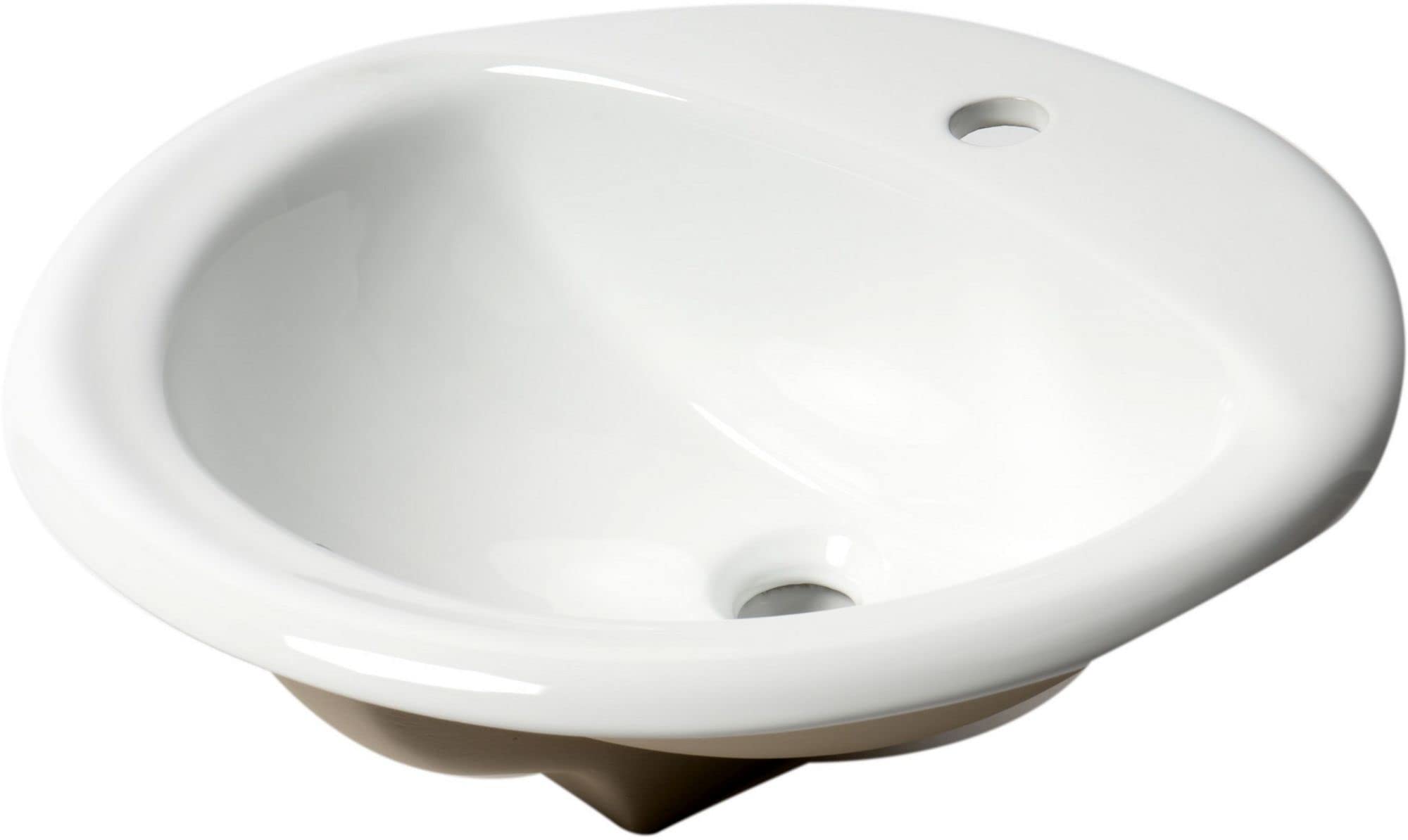 ALFI ABC802 White Ceramic Bathroom Sink - Modern Drop-in Vanity Sink for Bathroom Remodel, Powder Room & Guest Bath Installation