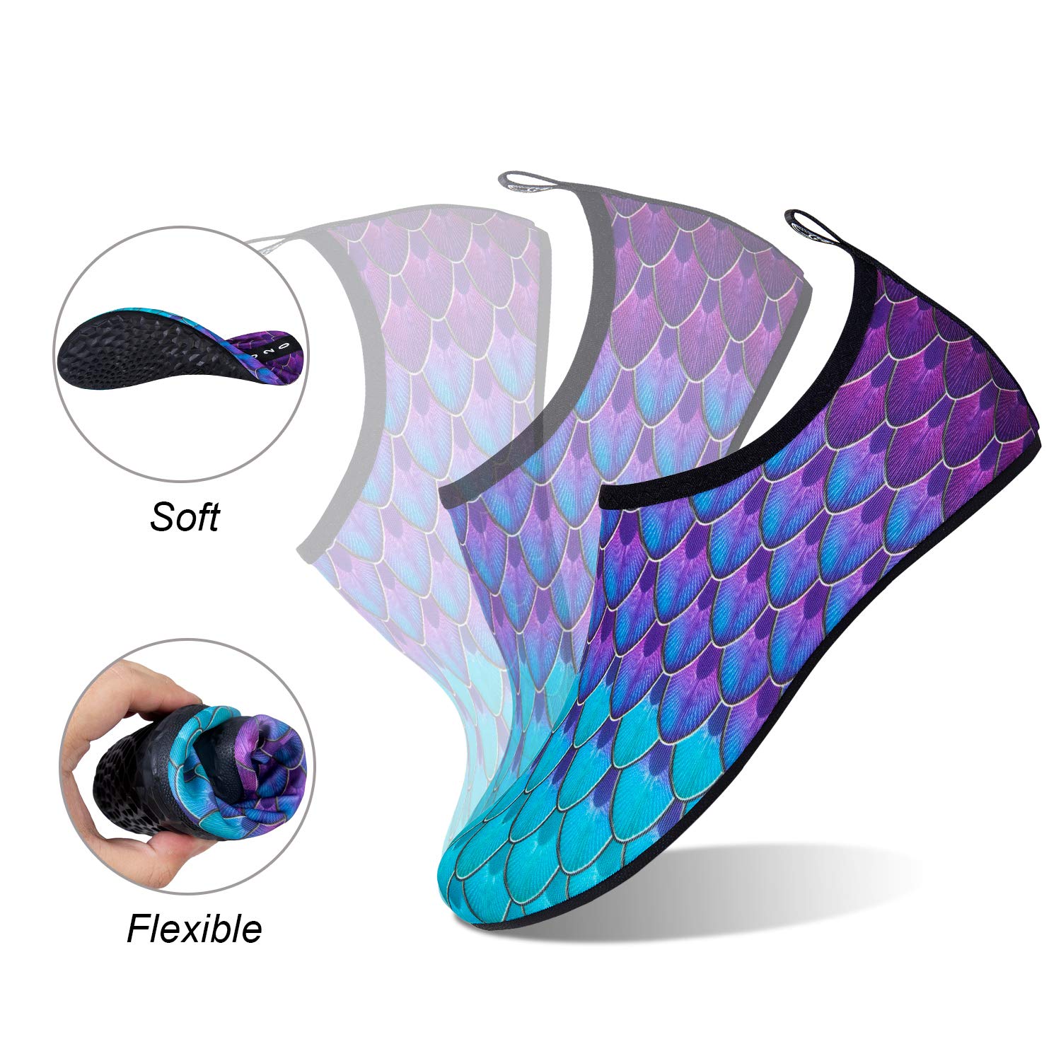 WateLves Water Shoes for Women & Men - Barefoot Quick-Dry Aqua Socks for Beach, Swim, Surf, Yoga & Exercise - Lightweight & Breathable with Translucent Soles - Perfect for Water Sports, Pool, Travel & Outdoor Activities