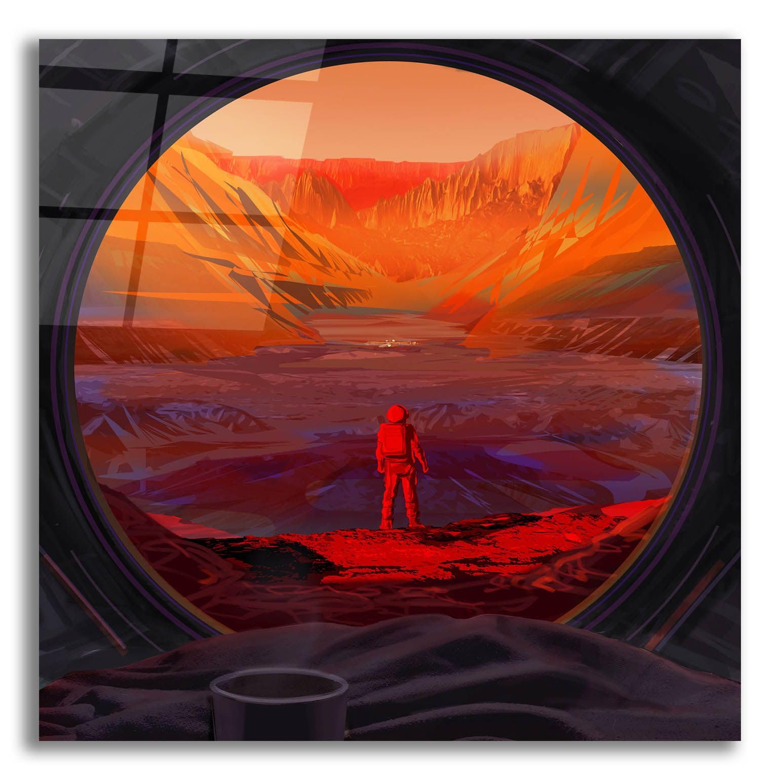 Epic 'On Mars' Acrylic Glass Wall Art - 12x12 Inch Modern Space Themed Home Decor - Perfect for Living Room, Bedroom or Office Decoration