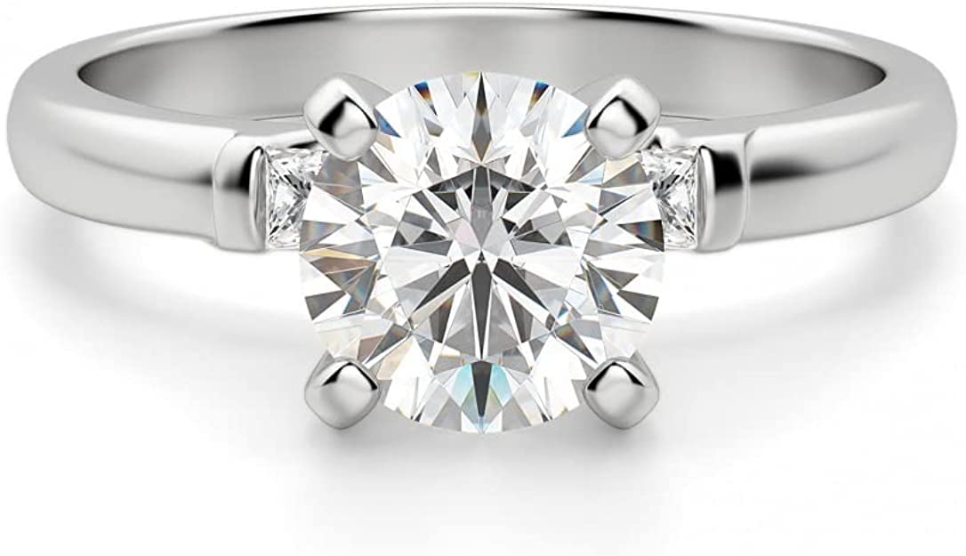 1.00 CT Round Cut Colorless VVS1 Moissanite Engagement Ring - 925 Sterling Silver Solitaire Bridal Wedding Ring for Women | Perfect for Proposals, Anniversaries & Special Occasions