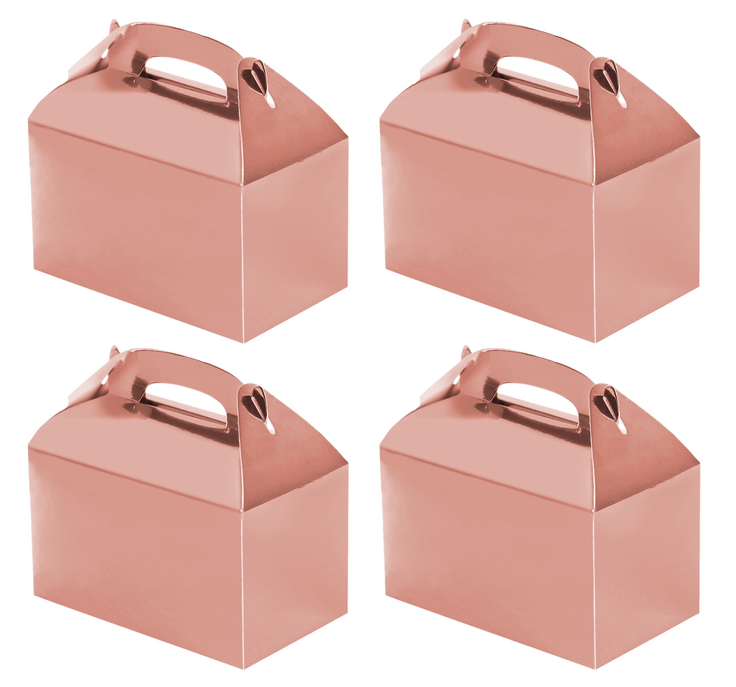 24-Piece Rose Gold Party Treat Boxes - DIY Candy Cake Gift Bags for Snacks & Goodies, Perfect for Birthday Parties, Baby Showers, Bridal Showers & Wedding Decorations - Elegant Cardboard Favor Bags for Special Celebrations