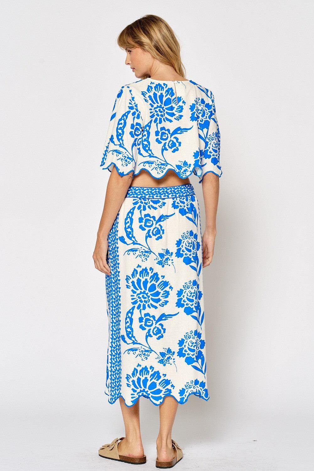 Kyra Blue and White Vacation Set - Stylish Travel Outfit for Women | Perfect for Beach Holidays, Summer Getaways & Resort Wear
