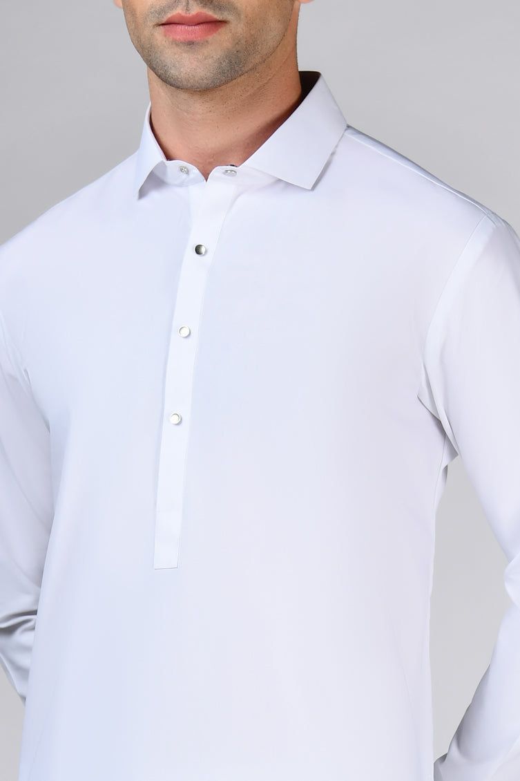 Premium Blended White Shalwar Kameez by J. Junaid Jamshed - Traditional Pakistani Outfit for Men, Eid & Wedding Occasions