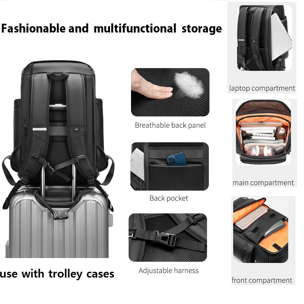 **50L Travel Backpack for Men - Waterproof Carry-On Backpack with Shoe Compartment & 17