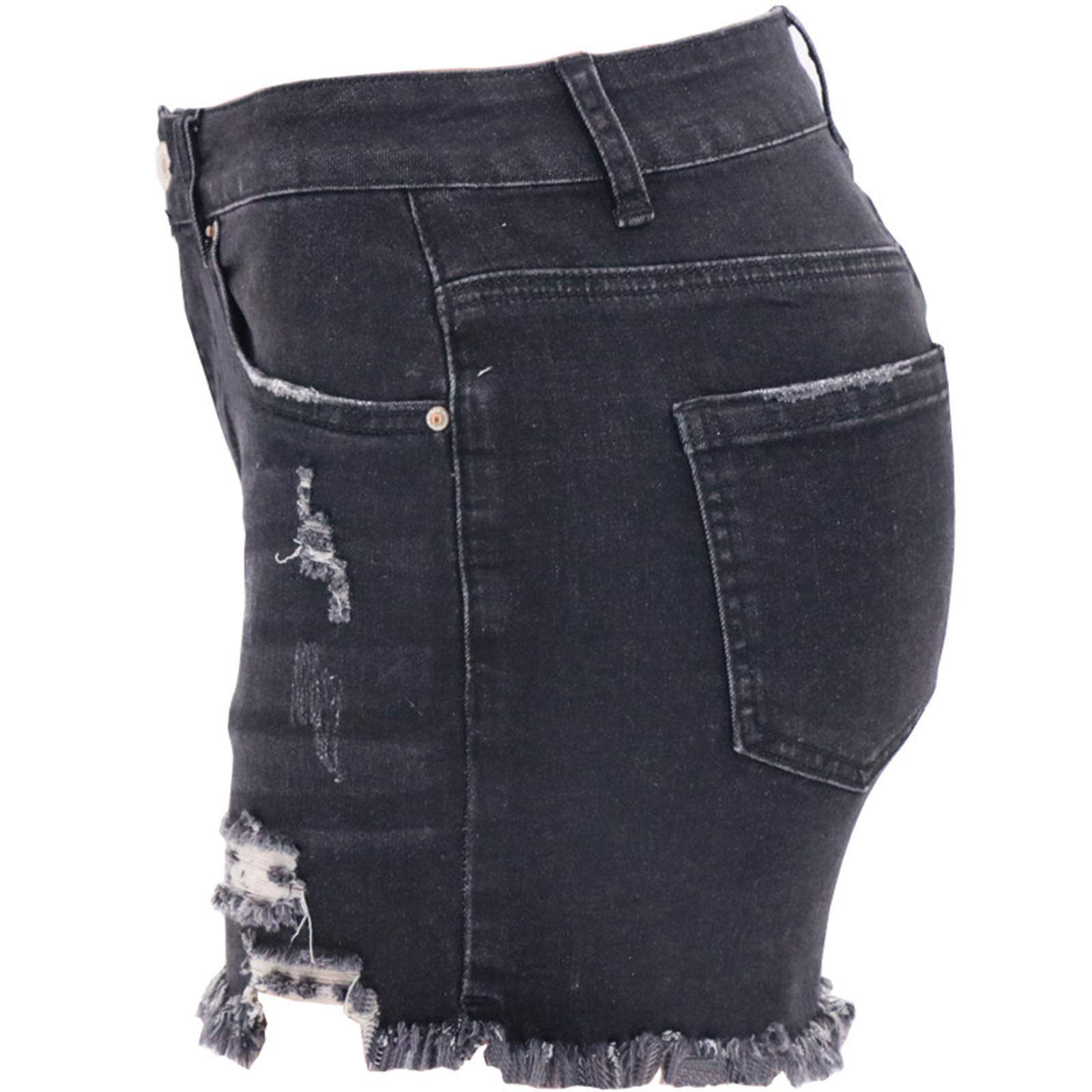 Women's High Waist Distressed Denim Shorts - Skinny Raw Hem Jean Shorts for Summer | Casual Outfit, Beach Wear & Street Style