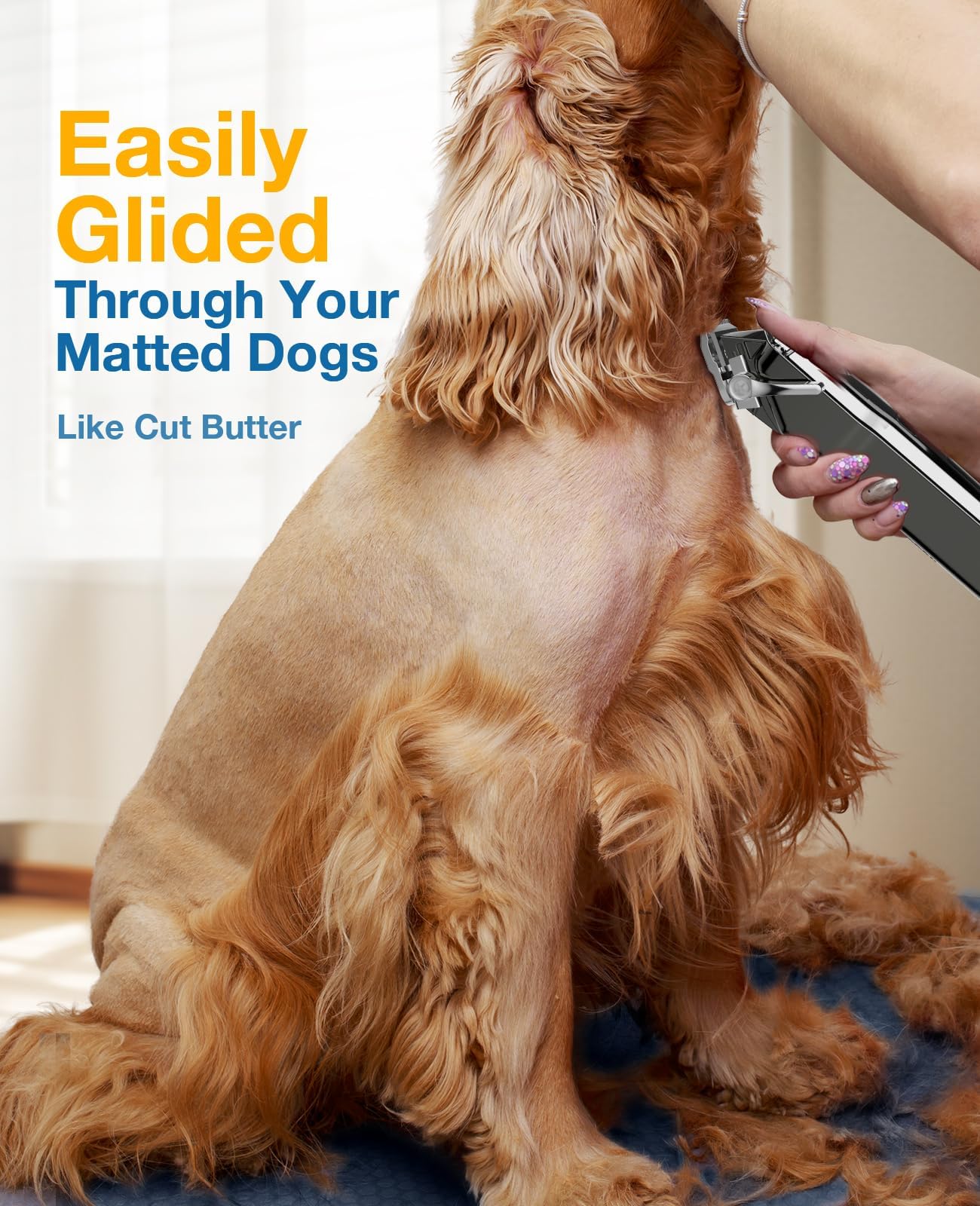 Oneisall Low Noise Rechargeable Cordless Dog Clippers for Thick Heavy Coats - Professional Stainless Steel Blade Pet Grooming Shaver - Waterproof Dog Trimmer for Dogs, Cats & Small Animals (Silver) | Perfect for Home Grooming & Professional Pet Salons