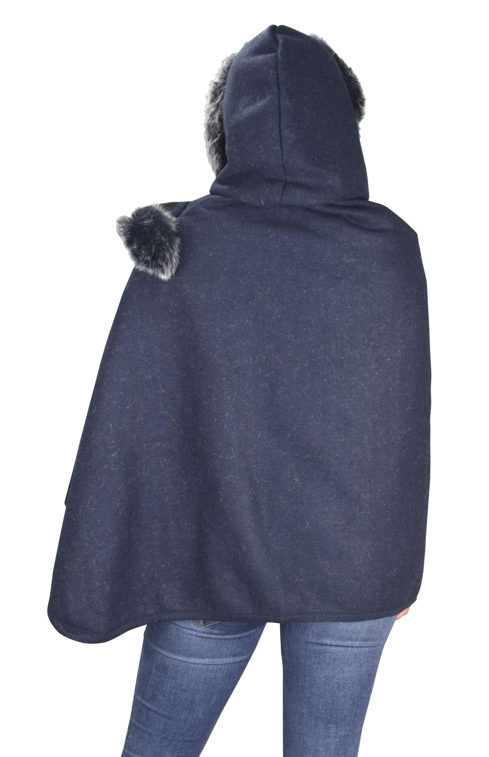 Women's Faux Fur Poncho Sweater - Cozy Oversized Pullover Cape for Fall & Winter - Perfect for Casual Outfits, Lounging at Home, and Outdoor Activities