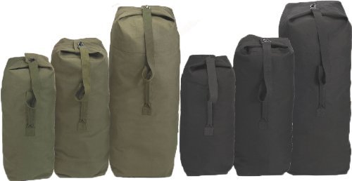 Heavy Duty Cotton Canvas Tactical Duffle Bag - Military Grade Travel & Storage Carryall, Black (13
