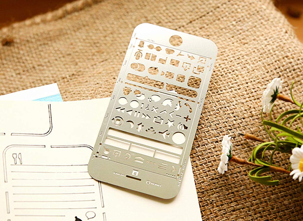 Premium Bullet Journal Stencil Set - 4pcs Stainless Steel Ruler Drawing Templates with Hollow Icons for Scrapbooking, Card Making, Planner & DIY Crafts | Perfect for Journaling, Calligraphy, and Creative Projects