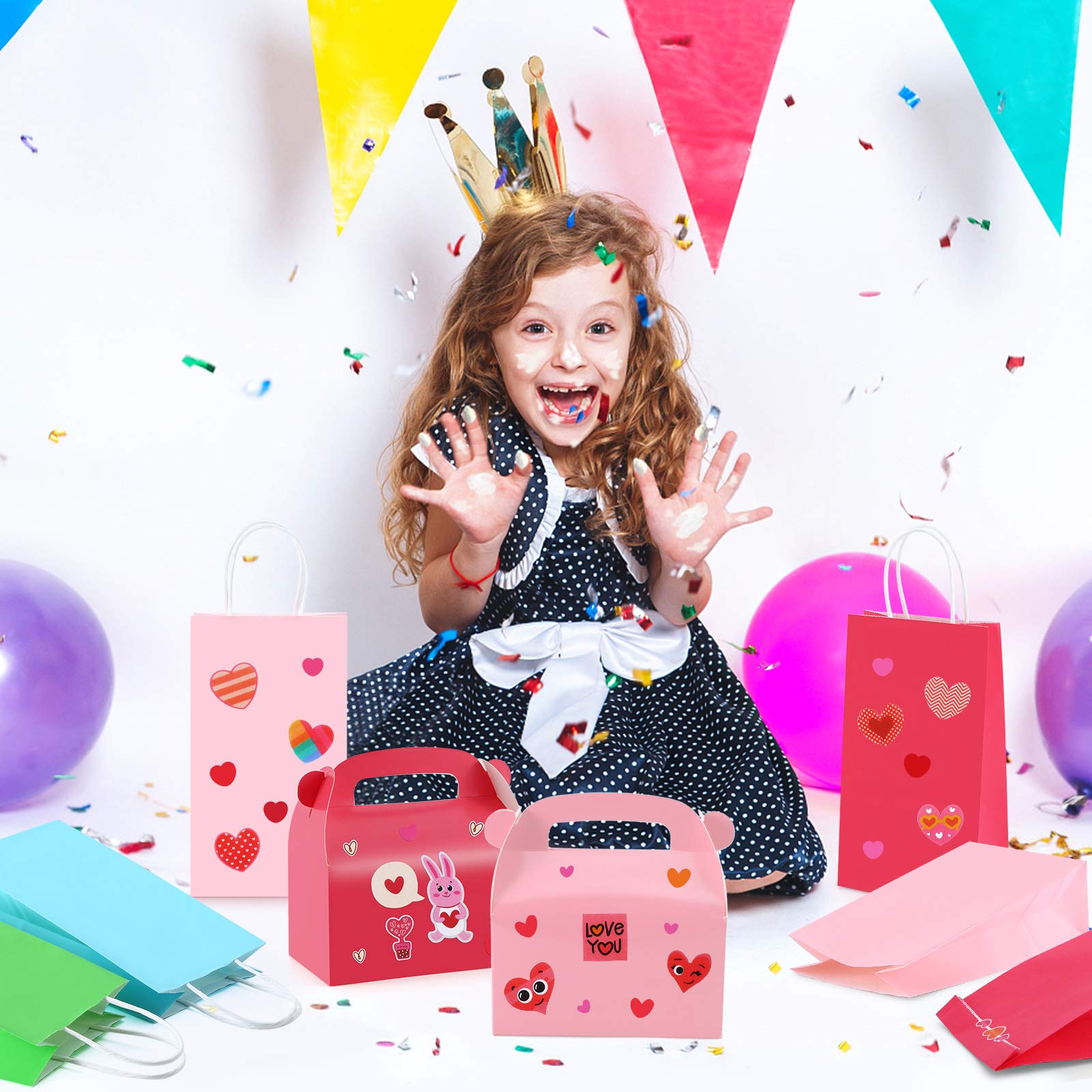Nexmint 9 Inch Red Party Favor Bags with DIY Stickers - 24 Pack Treat Bags for Candy, Cookies & Gifts - Perfect for Birthday Parties, Baby Showers, Weddings, Mother's Day & May Day Celebrations - Great for Classroom Rewards, Holiday Favors & Party Decorations