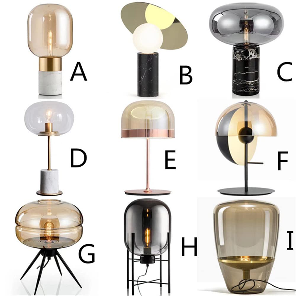 Luxury Black Postmodern Marble Glass Table Lamp - E26/E27 Base Bedside Lamp for Bedroom, Living Room & Study - Elegant Desk Lighting for Home Office & Nightstand Decor