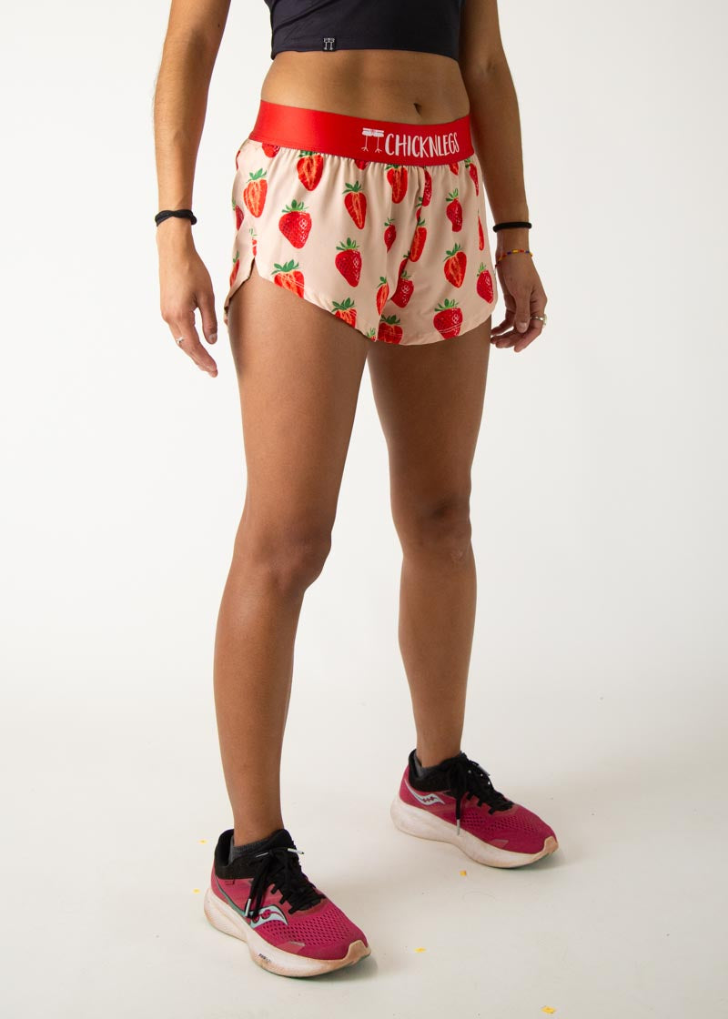 Women's Strawberry Print Split Shorts - 1.5