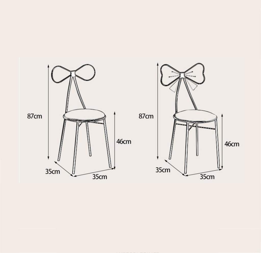 Golden PU Leather Dressing Table Makeup Chair with Ribbon Backrest - Flannel Upholstered Stool for Bedroom, Lounge & Reading - Wrought Iron Dining Chair Furniture (White) - Perfect for Vanity, Home Office & Guest Room Decor