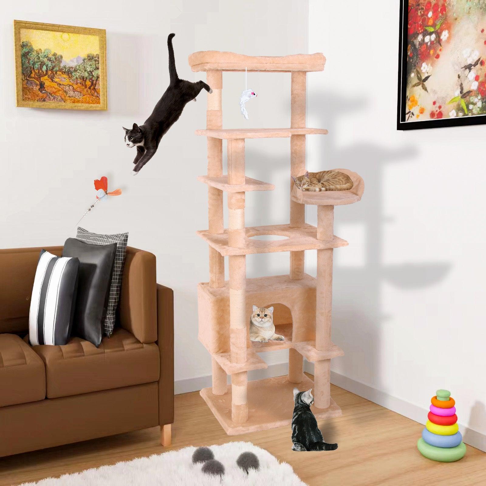 Premium Cat Climbing Tree with Scratching Posts - Multi-Level Cat Tower for Indoor Cats - Perfect for Play, Exercise & Napping - Ideal for Small Spaces & Apartments