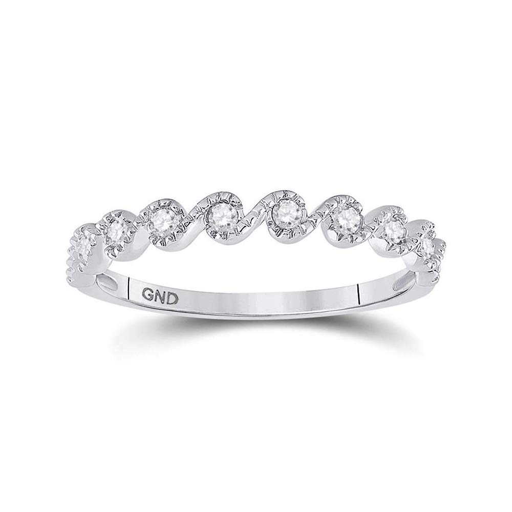 10K White Gold Women's Round Diamond Stackable Band Ring - 1/6 Cttw - Perfect for Wedding, Anniversary & Everyday Elegance