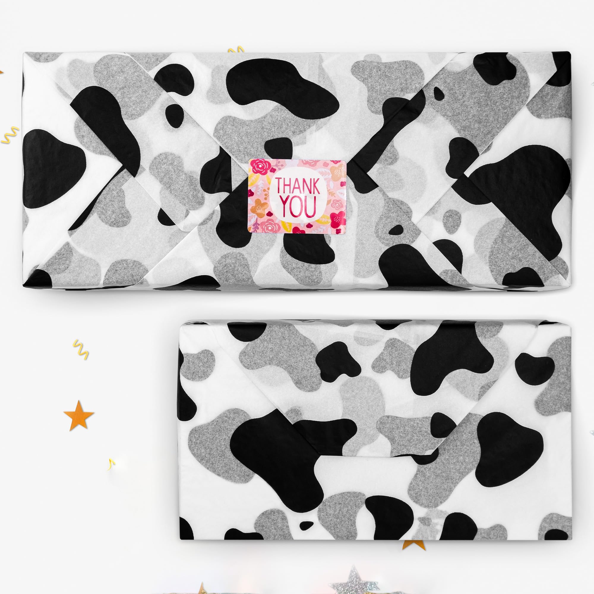 Premium 50 Sheets Cow Print Tissue Paper, 14 x 20 Inch - Black and White Cow Pattern Gift Wrapping Paper for Birthday Party, Baby Shower & Western Theme Events - Perfect for Gift Bags, Party Decorations and Craft Projects