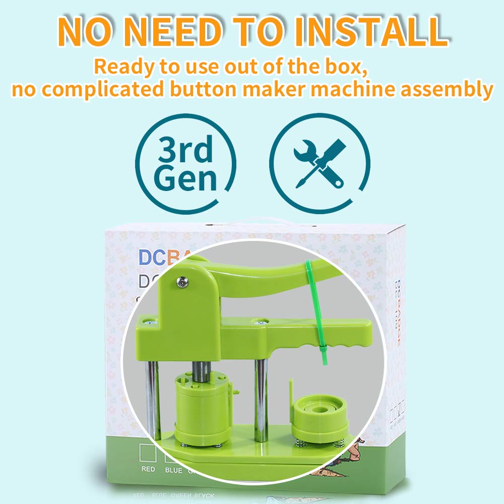 3rd Gen Button Maker Machine - 25mm (1 Inch) DIY Pin Badge Press Kit with 500pcs Button Parts, Circle Cutter & Magic Book - No Installation Needed for Home, School & Craft Projects