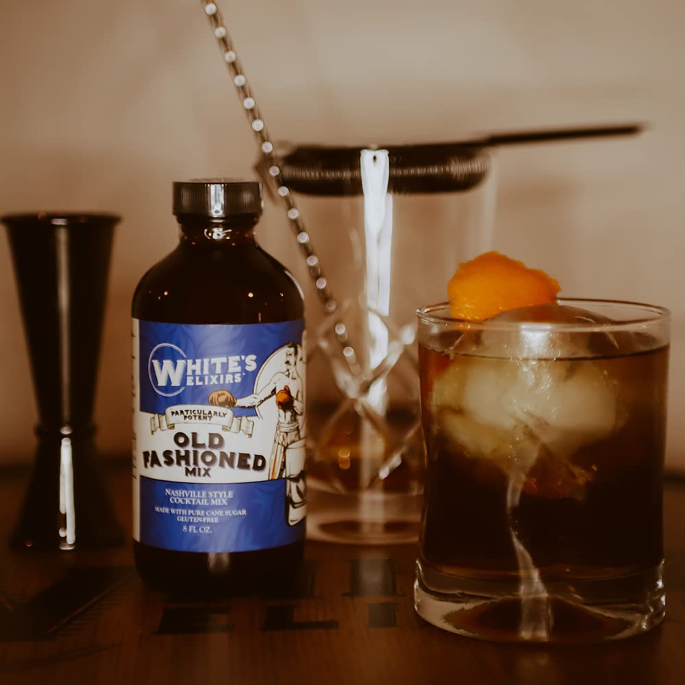White's Elixirs Natural Cane Sugar Cocktail Mixers - 8oz Bottles (Old Fashioned Flavor, Pack of 1) | Premium Bar Mix for Home Bartending, Parties & Craft Cocktails