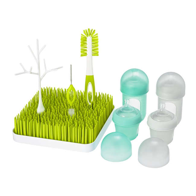 Boon Nursh Bottle & Grass Gift Set Bundle - Perfect Baby Shower Present for Newborns and Infants - Ideal for Breastfeeding, Formula Feeding, and On-the-Go Use