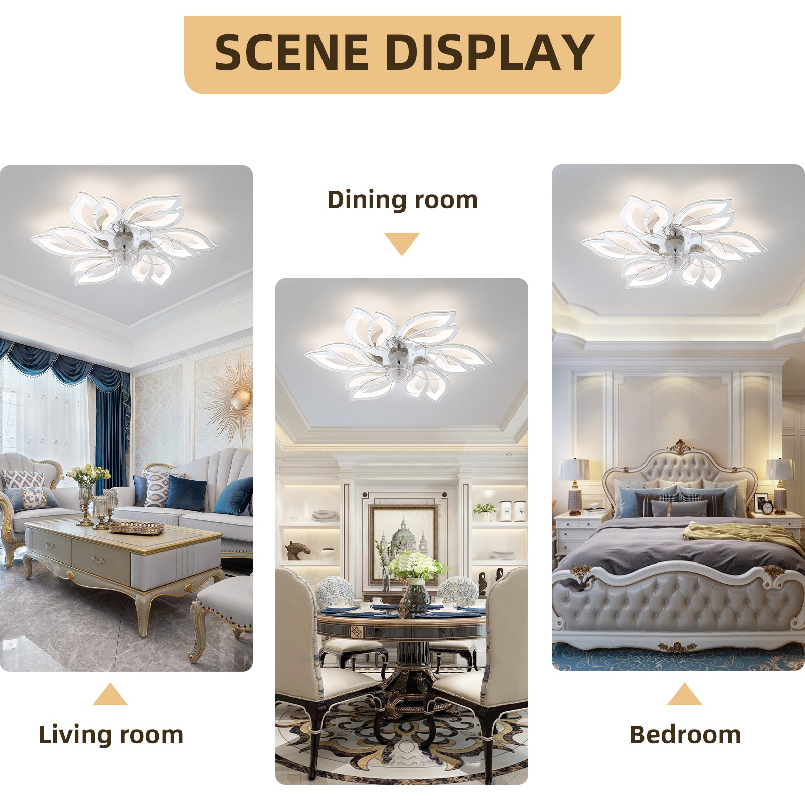 25.5 Inch Ceiling Fan with Light and Remote Control - 3 Color Temperatures, 6 Speed Settings - Perfect for Living Room, Bedroom, and Office Cooling