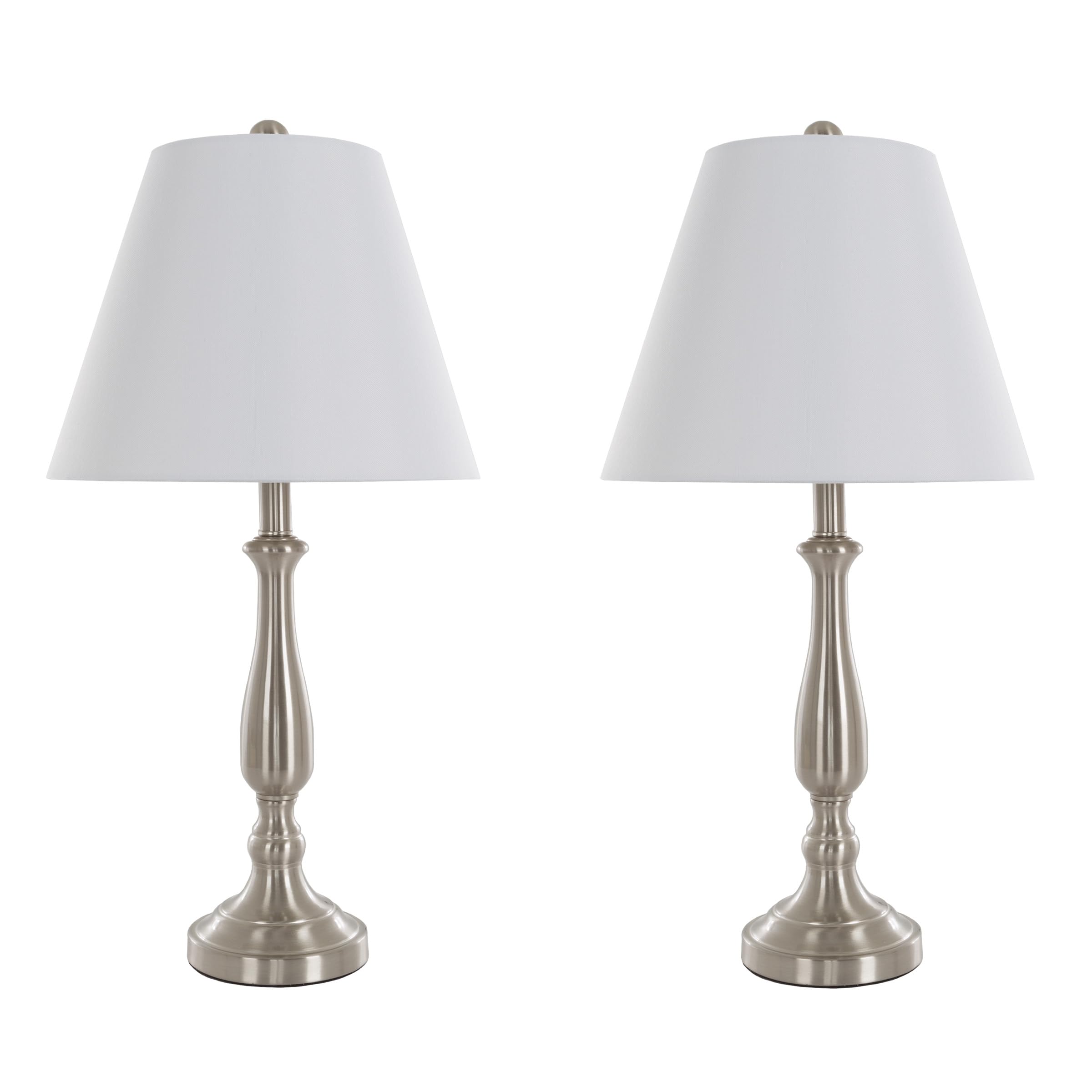 Premium Brushed Steel Table Lamps Set of 2 - Modern LED Accent Lighting for Bedroom, Living Room, Office & Entryway - Elegant Home Decor by Lavish Home | Perfect for Nightstands, Desks & Cozy Reading Nooks