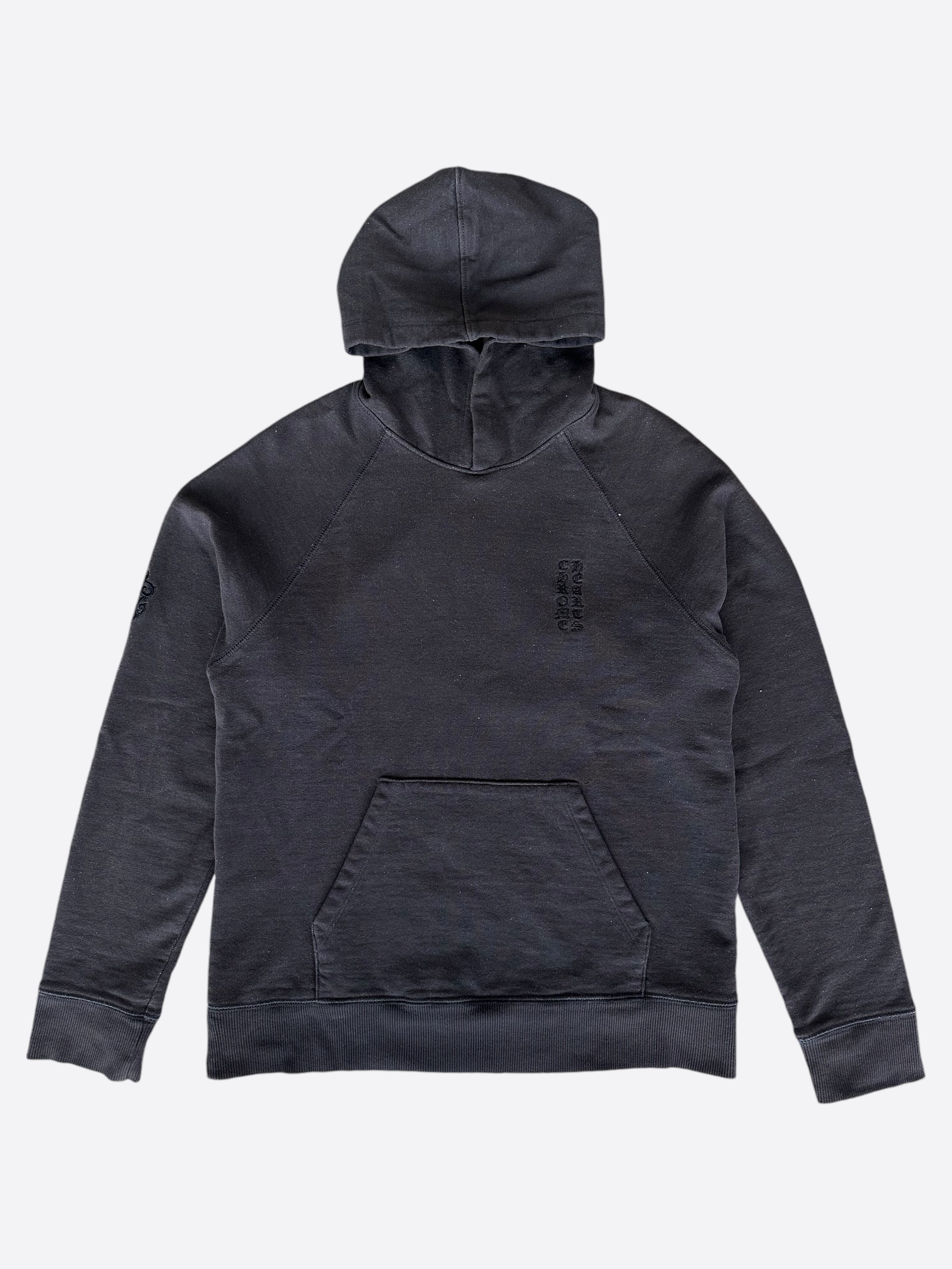 Chrome Hearts Washed Black Embroidered Logo Hoodie for Men & Women - Stylish Streetwear Pullover for Casual Outfits & Urban Fashion