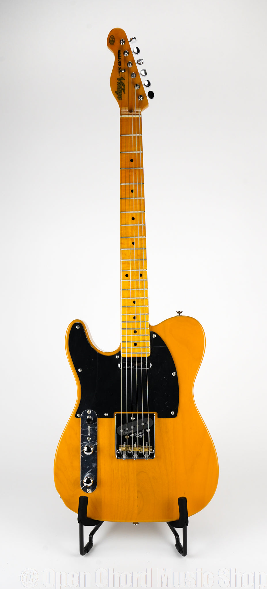 Vintage LV52BS V52 Reissued Left-Handed Electric Guitar in Butterscotch Finish - Perfect for Rock, Blues & Stage Performances (Model: 120050807)