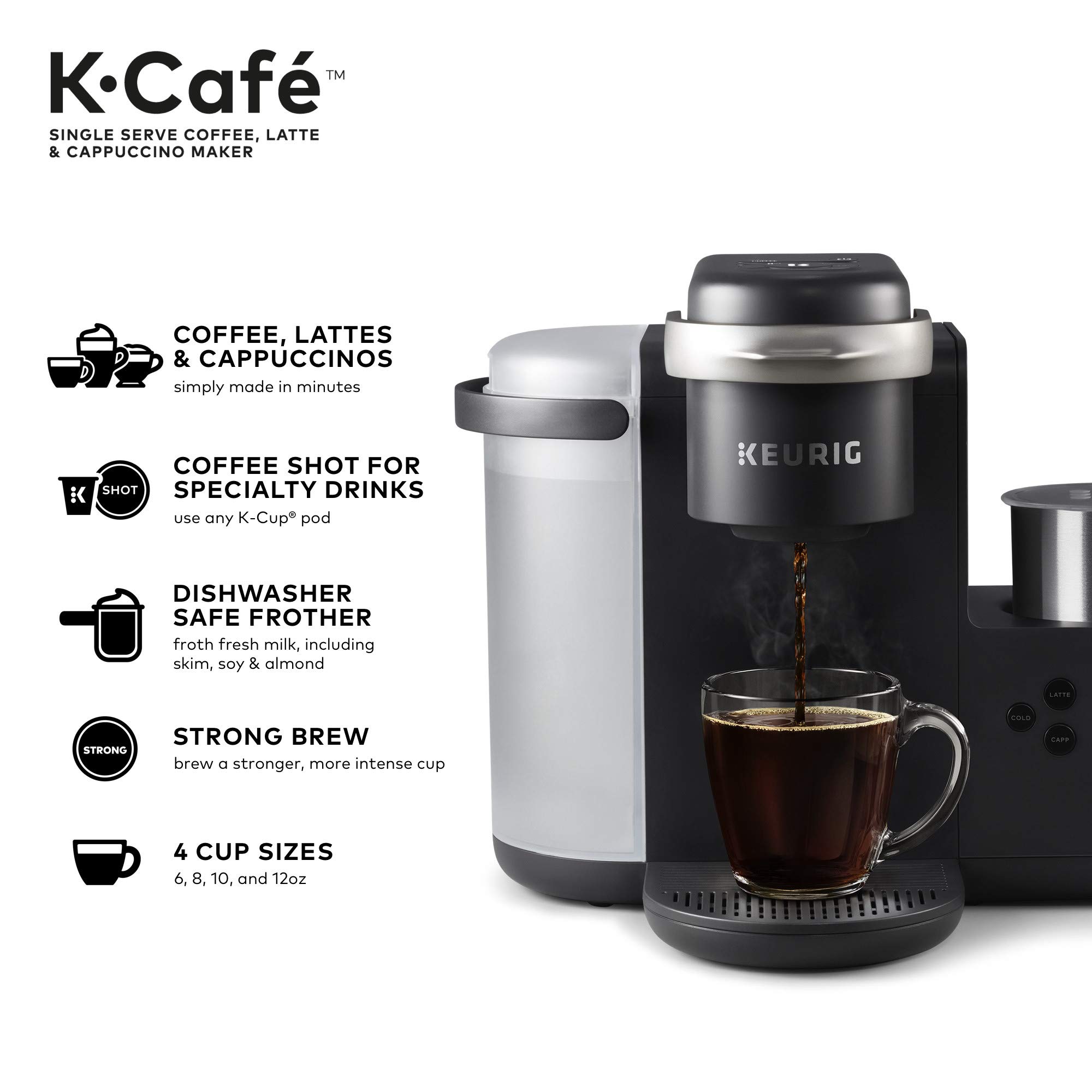 Keurig K-Café Single Serve & Carafe Coffee Maker with 32 Illy Coffee Intenso Dark Roast K-Cup Pods - Perfect for Home, Office & Entertaining