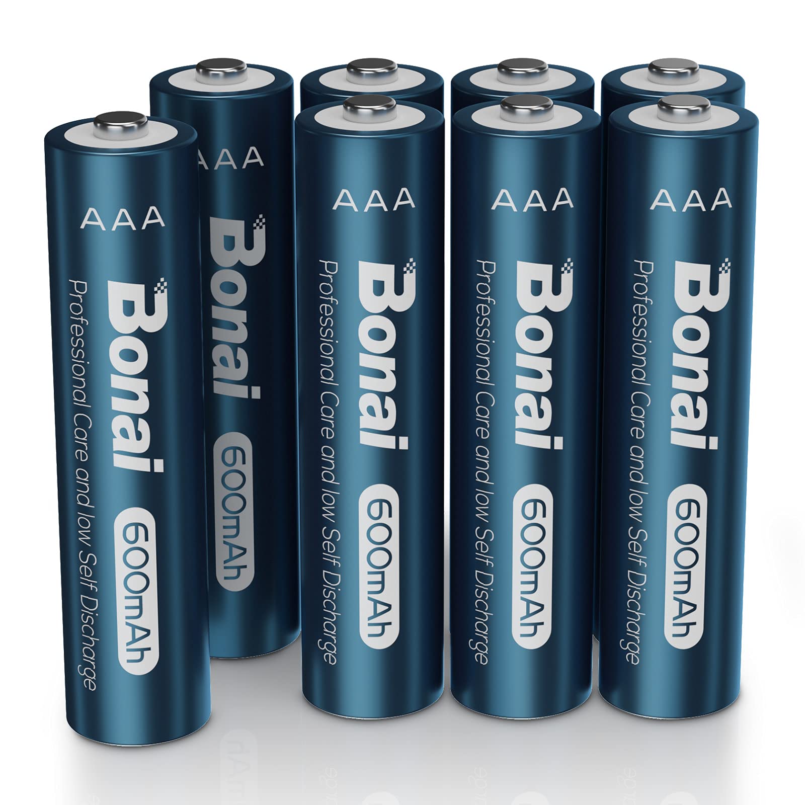 BONAI Rechargeable AAA Batteries 1100mAh High Capacity - 8 Pack Triple A Batteries for Solar Lights, Flashlights, Remote Controls & Electronic Devices - Long Lasting Ni-MH Power Supply