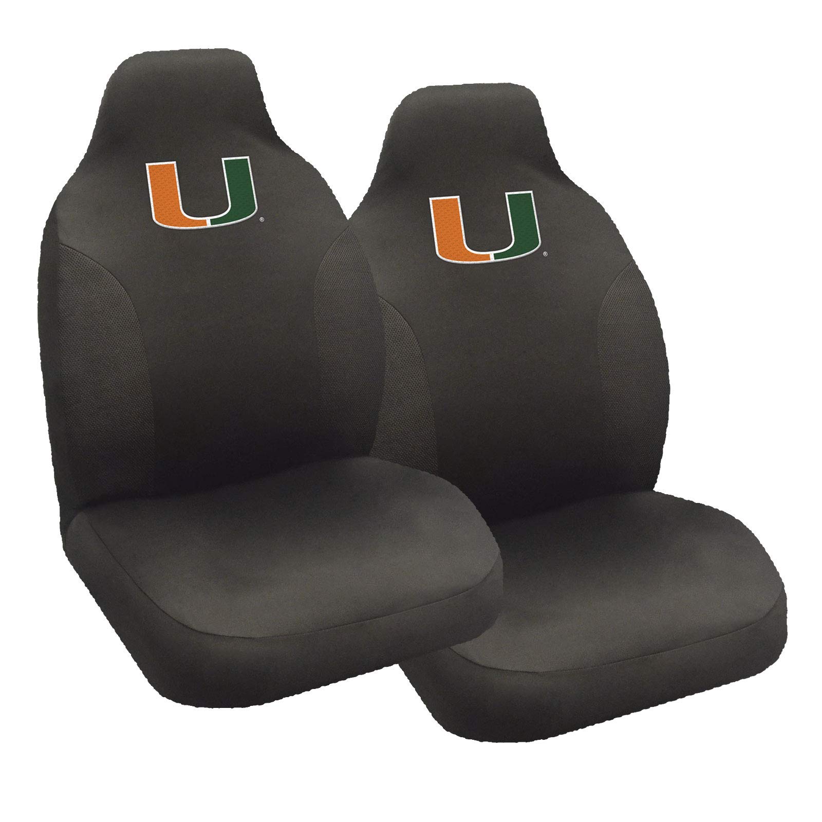 Miami Hurricanes Embroidered Logo Carpet Floor Mat and Rally Seat Covers Set - Perfect for Car, Home, and Tailgating - Officially Licensed Fan Gear for Football Games and Sports Decor