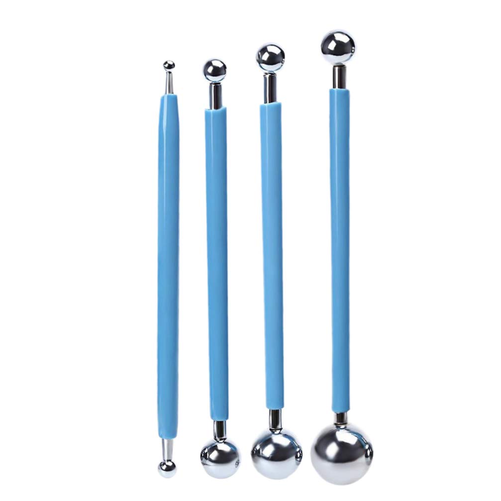 4-Piece Metal Fondant Cake Decorating Tools Set - DIY Gumpaste Modeling Clay Sculpting Kit for Professional Cake Design | Perfect for Birthday, Wedding & Baking Projects