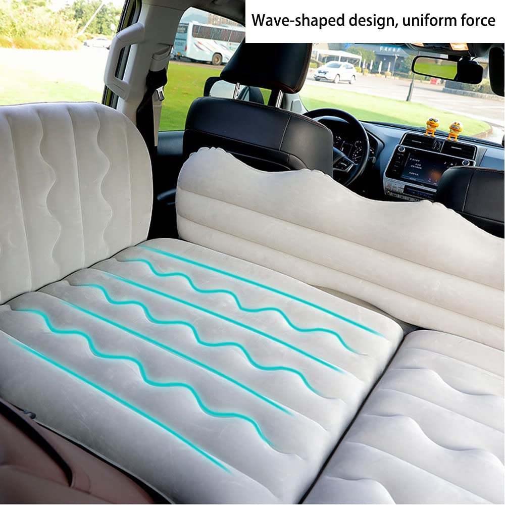 Inflatable Car Air Mattress with Electric Pump - Portable Travel & Camping Bed for SUV, MPV, Home & Outdoor Use - Includes 2 Pillows (Grey) | Perfect for Road Trips, Camping & Guest Sleeping