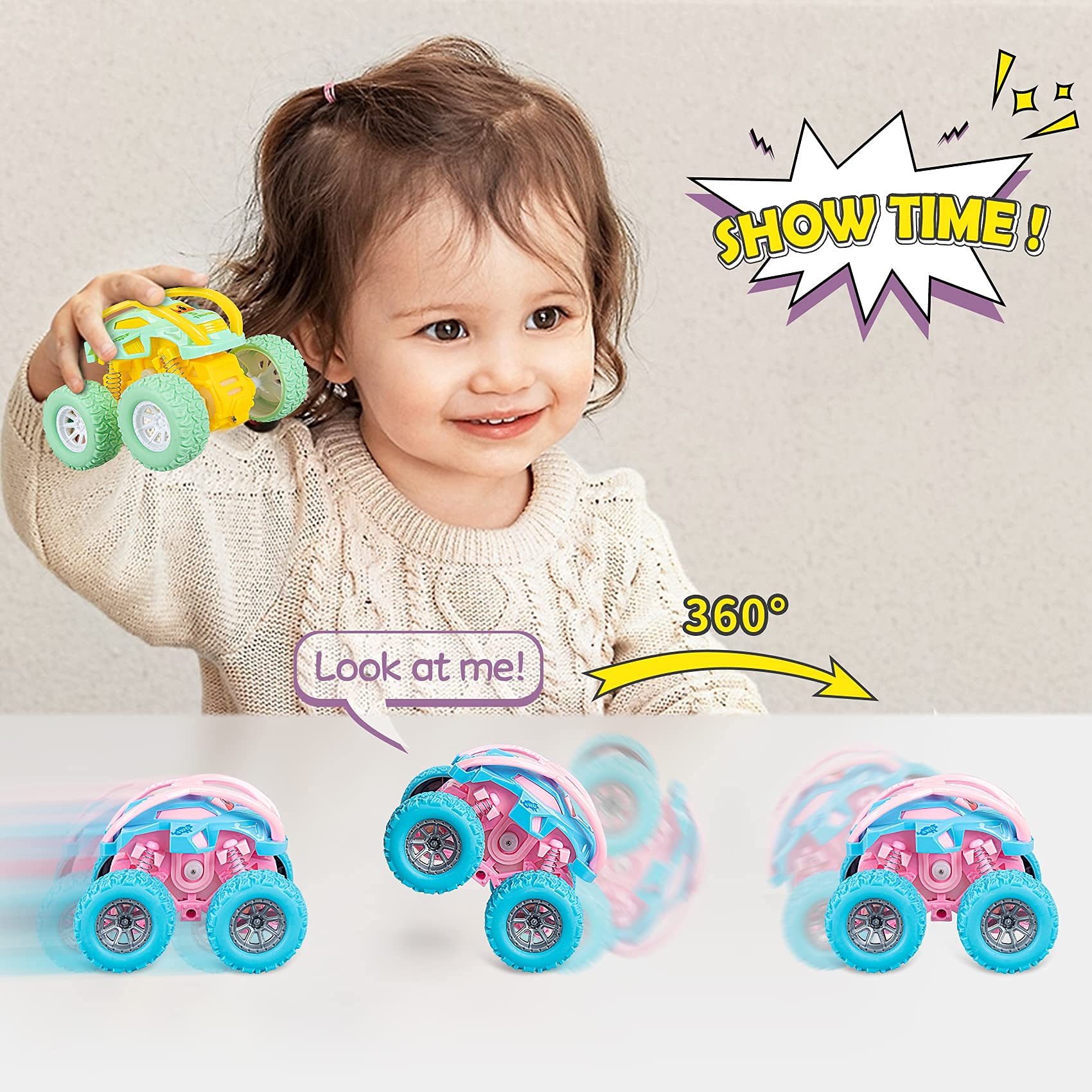 Pull Back Monster Trucks Toys for Toddlers Age 2-6 - Fun Car Toys for Boys & Girls Birthday Gifts - Perfect for Indoor Play, Outdoor Adventures & Preschool Learning Activities