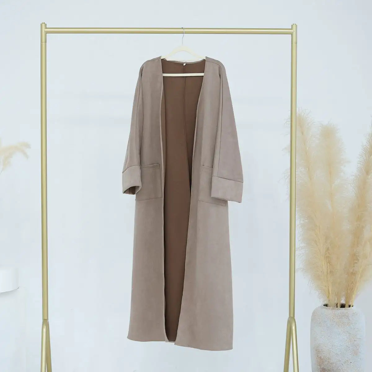 Soft Velvet Cardigan Open Abaya Coat for Women - Winter & Fall Fashion Outerwear - Perfect for Layering, Office Wear, and Special Occasions