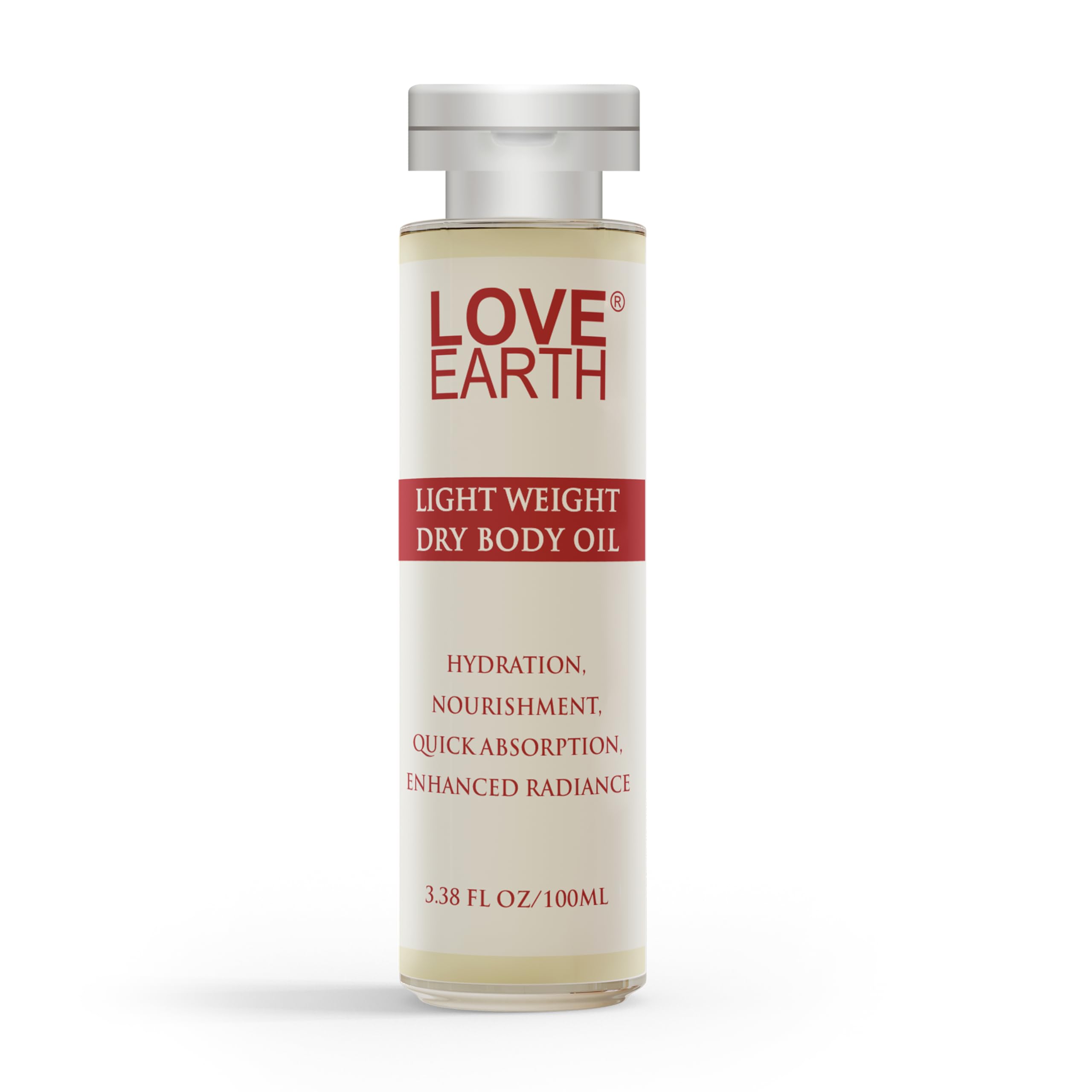 Love Earth Lightweight Dry Body Oil - Hydrating & Nourishing Fast-Absorbing Formula for Glowing Skin (100ml) | Perfect for Daily Moisturizing, Post-Shower Care & Enhancing Natural Radiance