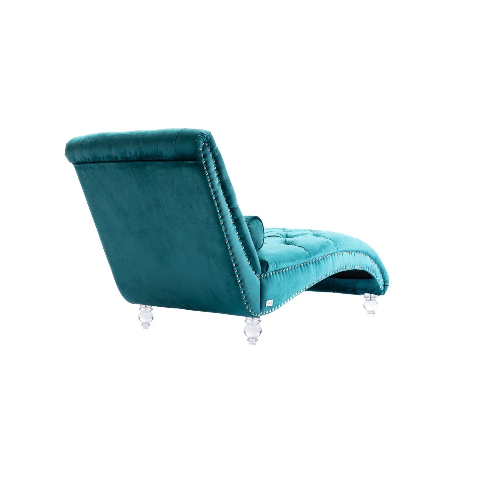 Tufted Upholstered Armless Chaise Lounge with Acrylic Feet - Modern Home Office Lounge Chair for Living Room, Bedroom & Reading Nook - Comfortable Seating for Relaxation & Leisure Time