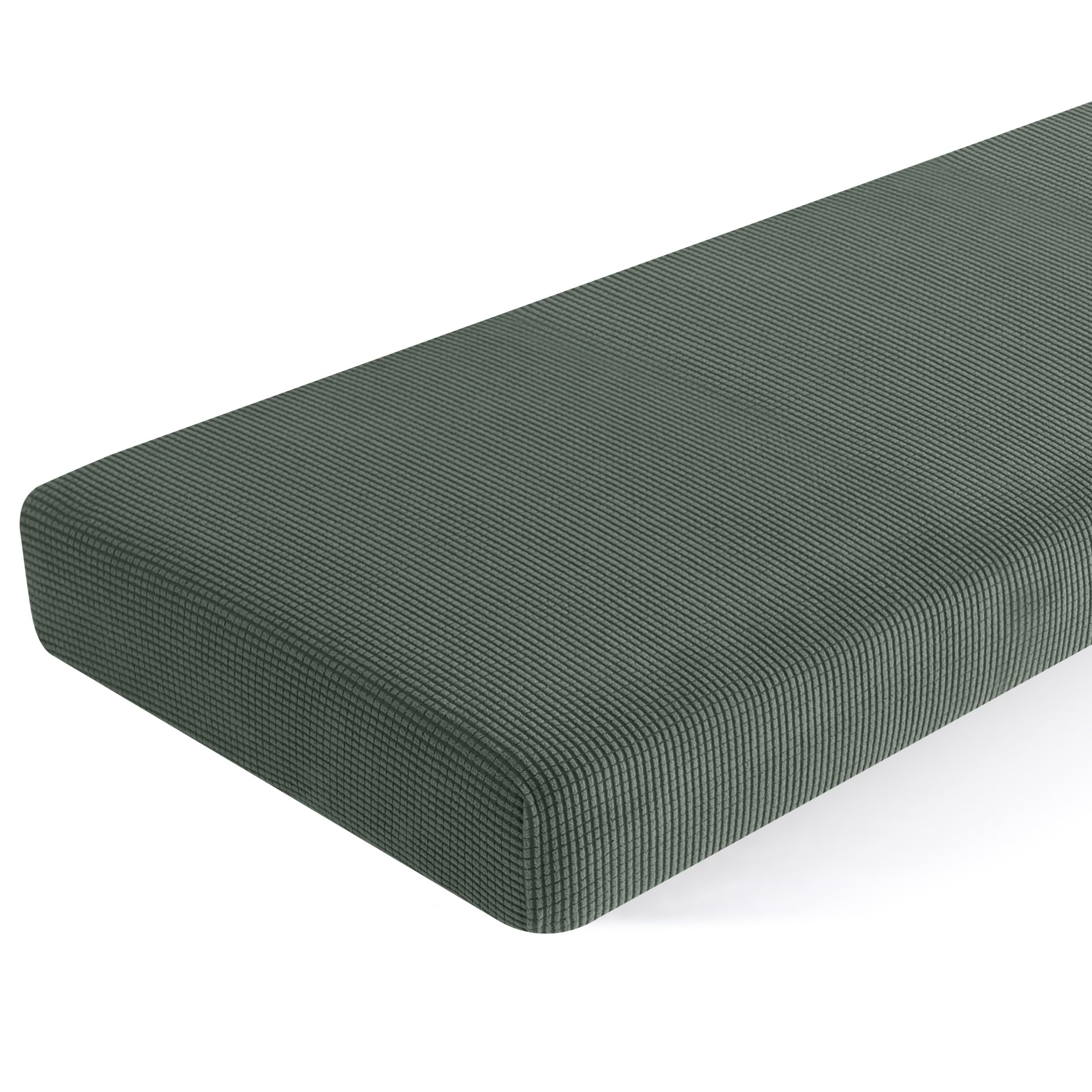 SUBRTEX Stretch Cushion Cover - Elastic Sofa Slipcover for Couch, Loveseat & RV Seats - Spandex Furniture Protector (Large, Olive Drab) - Perfect for Home, Office & Travel Use