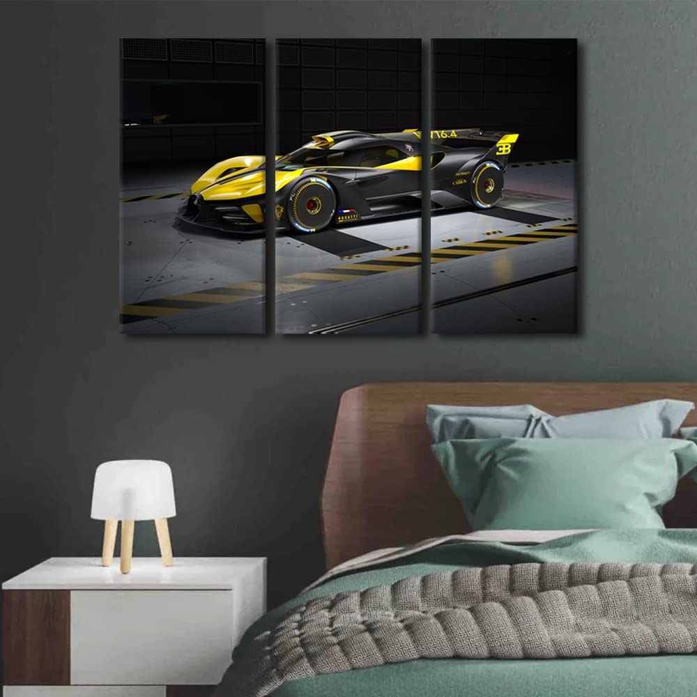 Yellow and Black Sports Car Canvas Wall Art - 42