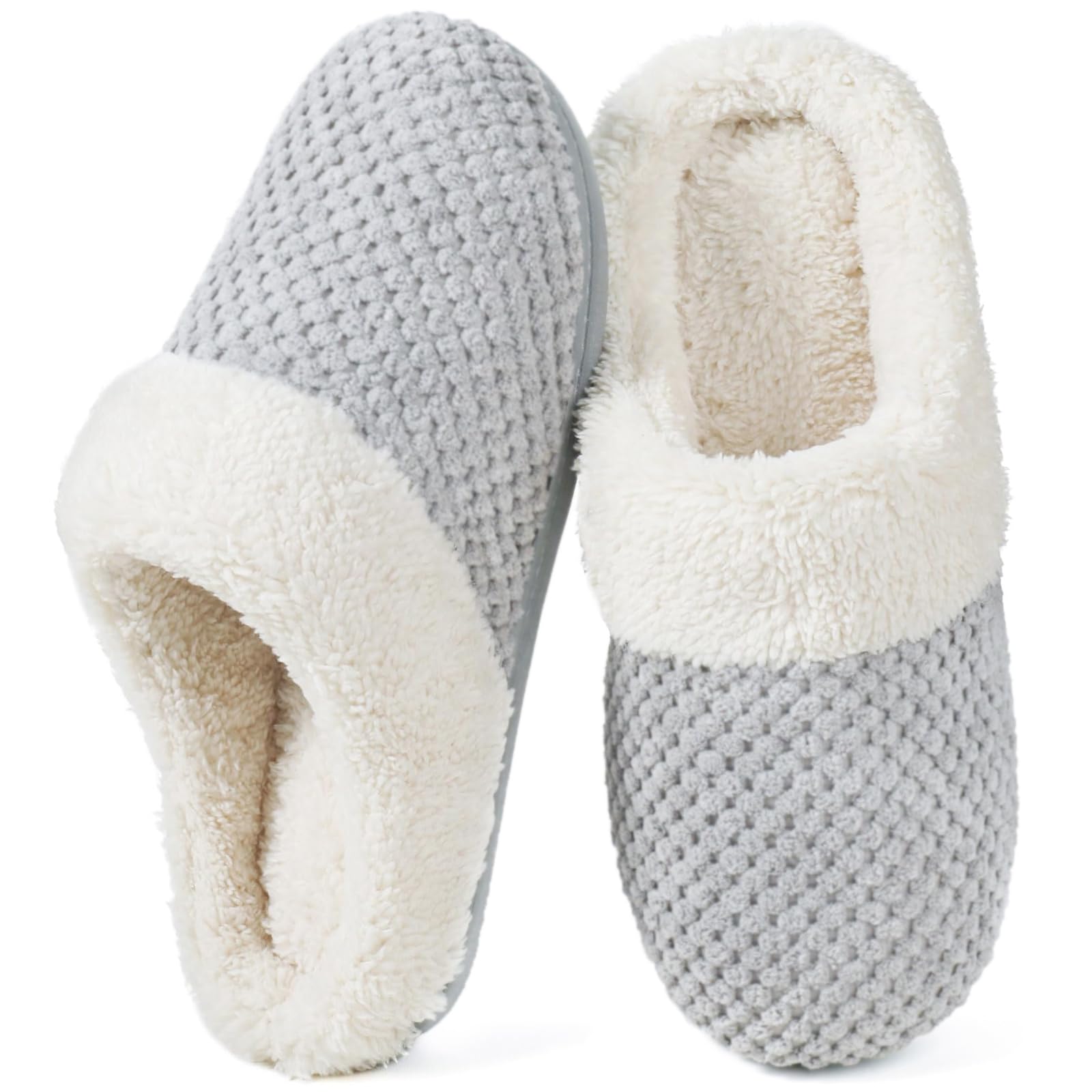ULTRAIDEAS Women's Cozy Fleece House Slippers with Memory Foam - Soft Indoor Outdoor Slip-On Shoes for Home, Office & Travel - Warm Winter Comfort for Relaxation & Lounge Wear