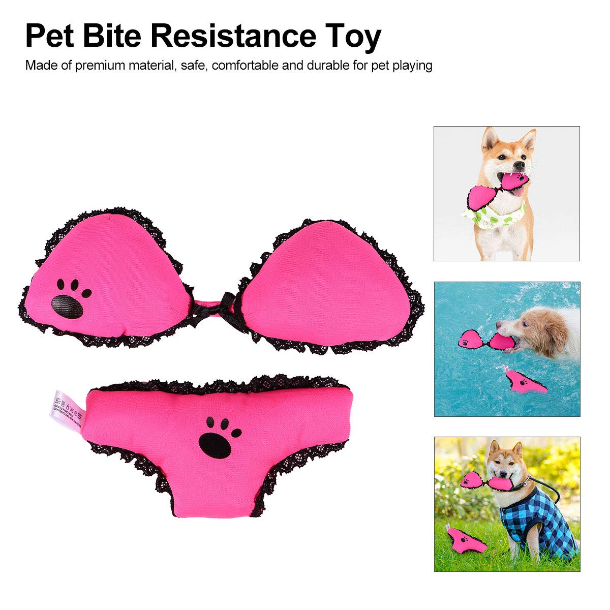 2pcs Dog Bikini Plush Toy with Squeaker & Crinkle Sound - Interactive Pet Chew Toy for Puppy Teething, Training & Play - Fun Dog & Cat Toys for Indoor/Outdoor Playtime & Bonding