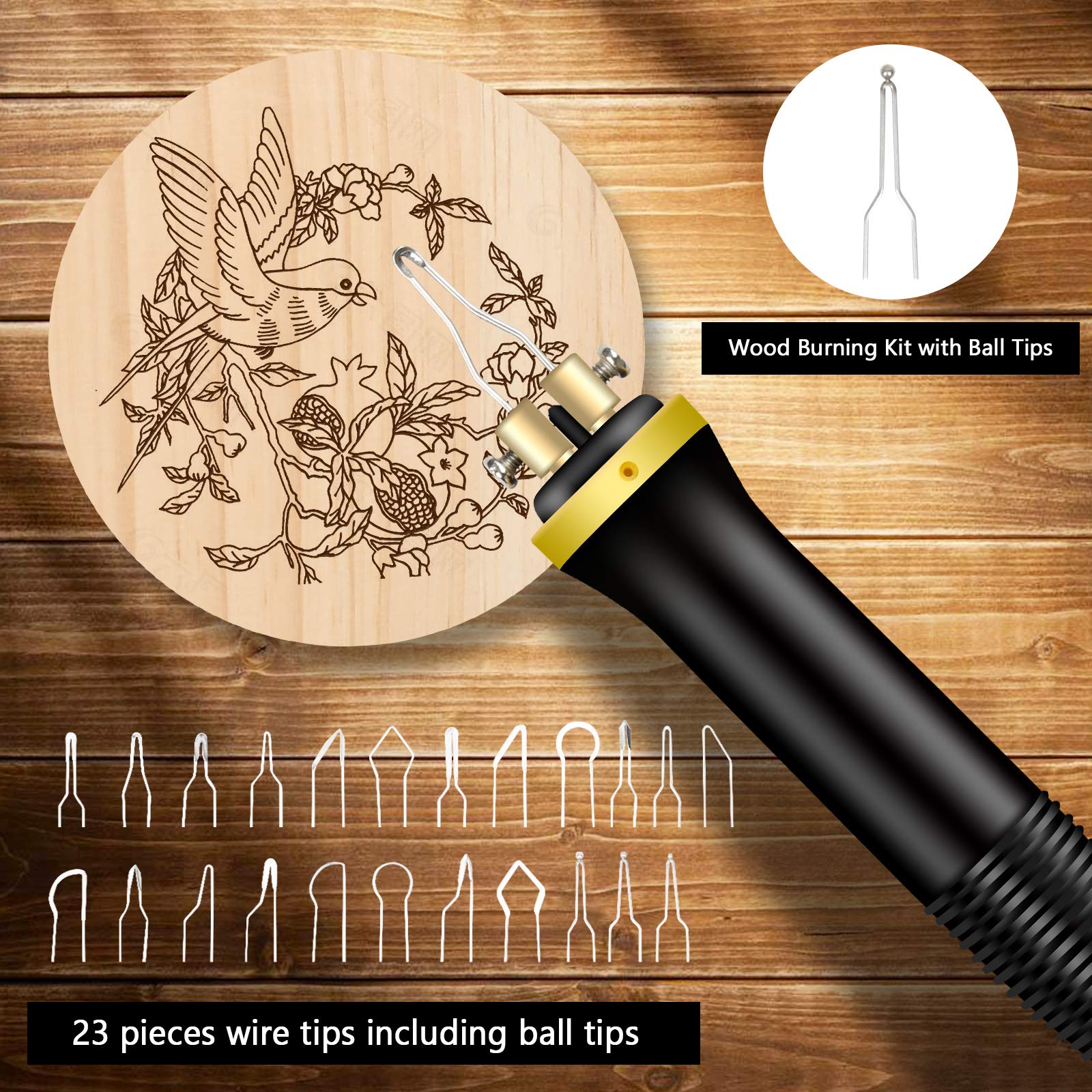 Wood Burning Kit for Beginners & Kids - Pyrography Tool Set with Interchangeable Tips - Perfect for DIY Crafts, Wood Art & Home Decor Projects (110~127V)