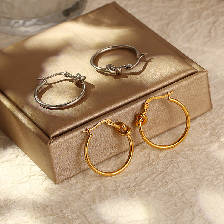 Elegant Gold Knot Hoop Earrings for Women - Minimalist Everyday Jewelry Gift | Perfect for Daily Wear, Office, and Special Occasions