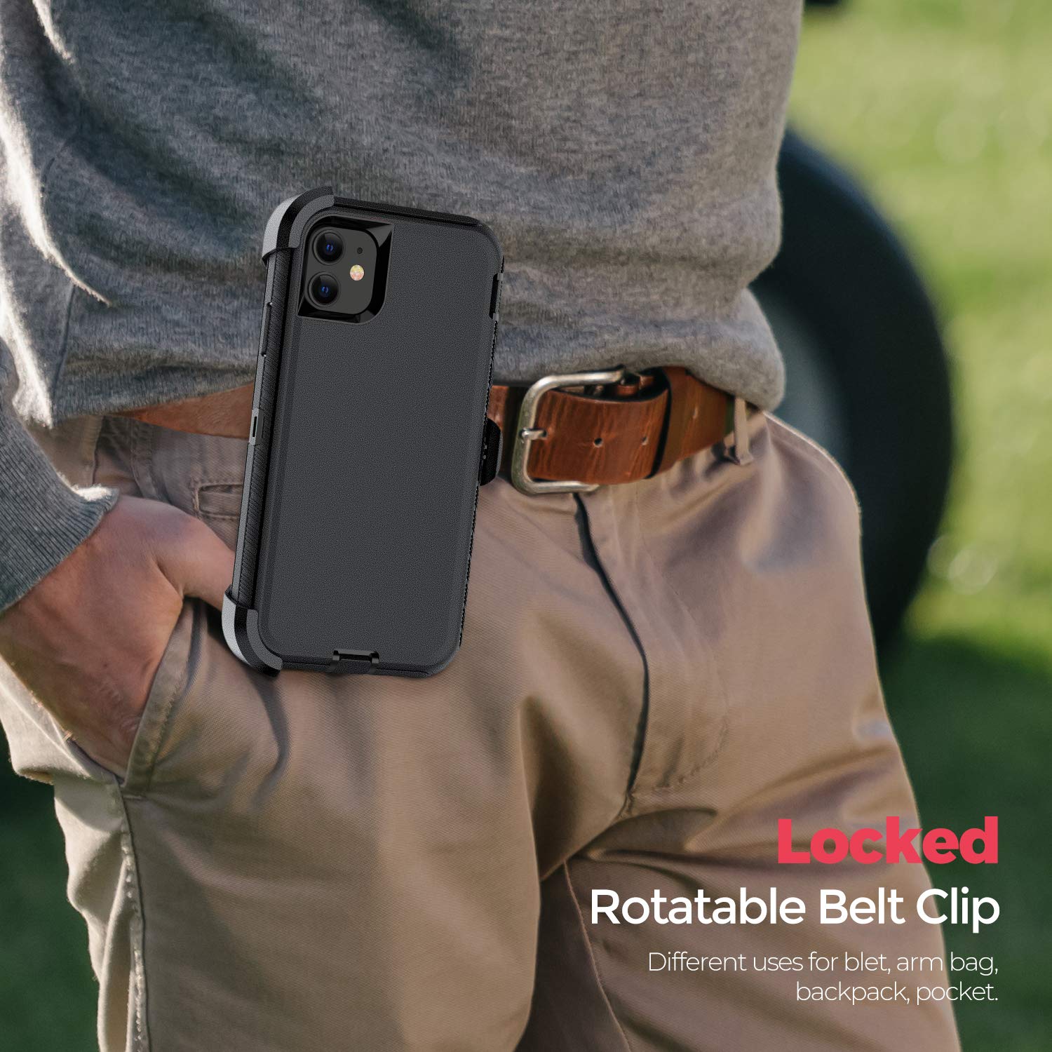 ORIbox Heavy Duty Shockproof Case with Belt Clip for iPhone 12 Mini - Anti-Fall Protective Phone Cover for Outdoor, Construction & Active Lifestyle Use