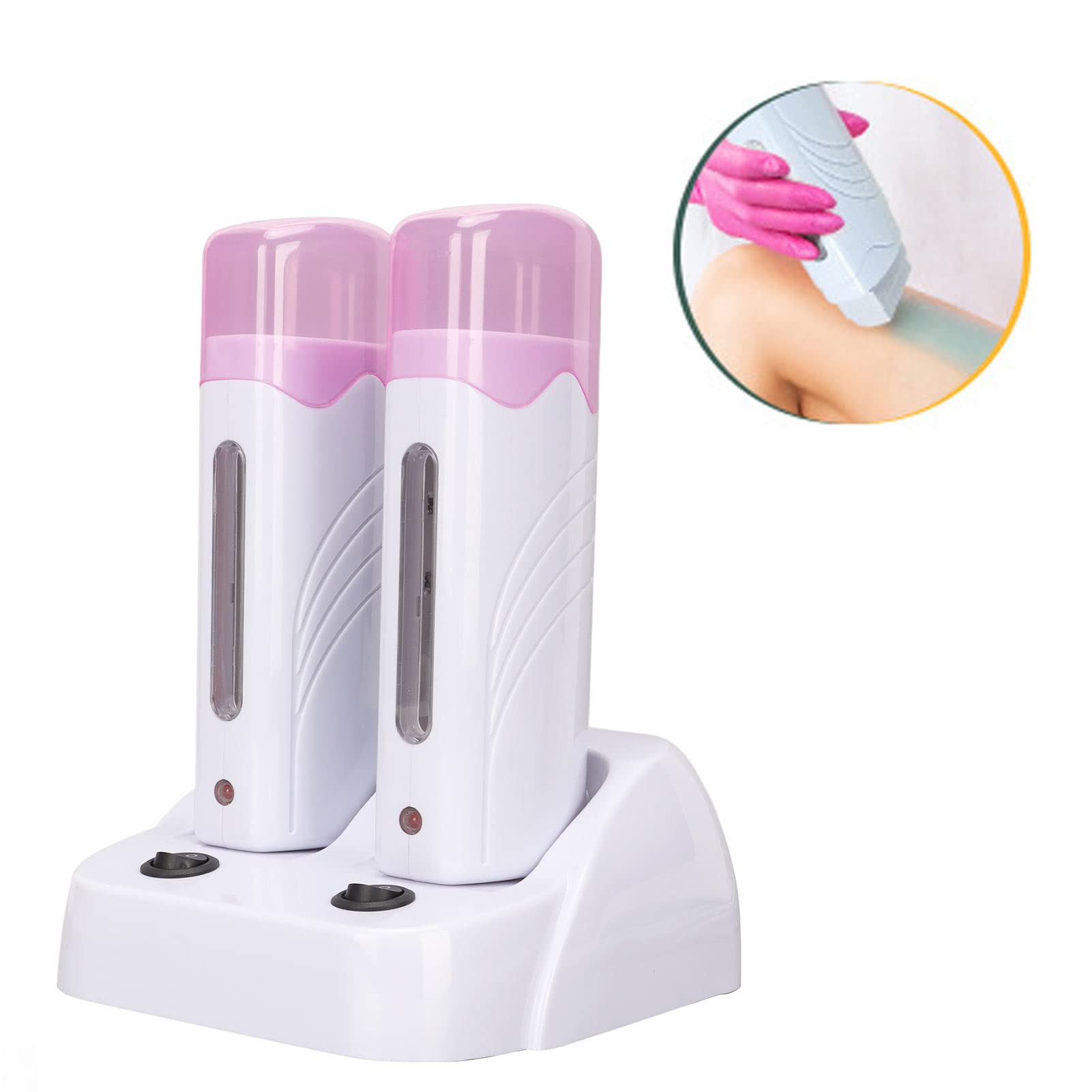 Professional Double Depilatory Wax Warmer Machine - Portable Hair Removal Heater for Legs, Armpits & Bikini Line with Adjustable Temperature & Non-Slip Base - Perfect for Home Salon & DIY Waxing