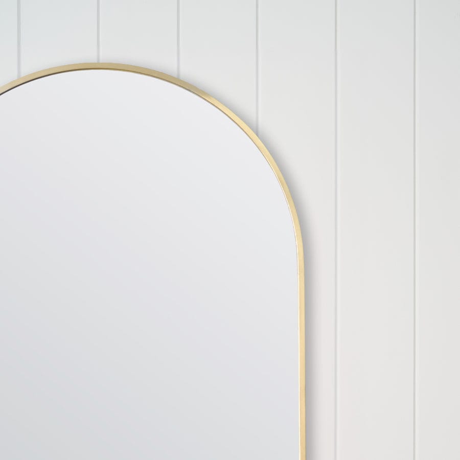 Stylish Oval Mirror with Brushed Brass Frame - Perfect for Bedroom, Bathroom & Living Room Decor
