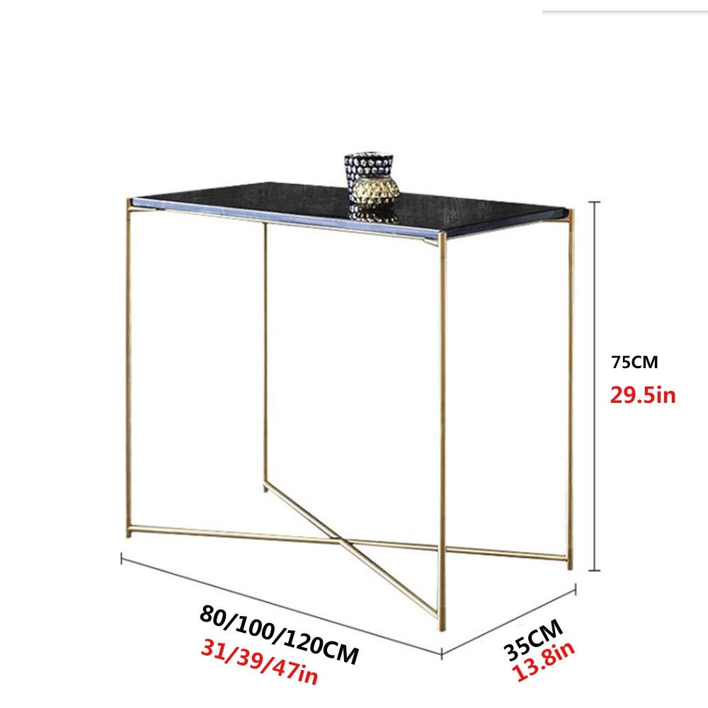 X-Design Slim Narrow Console Table - Gold Metal Frame with Marble Top - Entryway Accent Table, Sofa Side Table, Hallway Table for Living Room, Bedroom, Porch & Doorway - Perfect for Small Spaces & Home Decor
